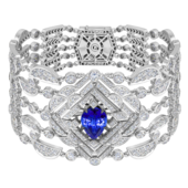 Браслет с танзанитом и бриллиантами, белое золото