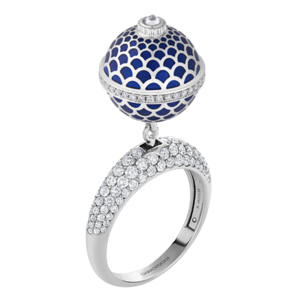 Кольцо с бриллиантами, белое золото, н.керамика