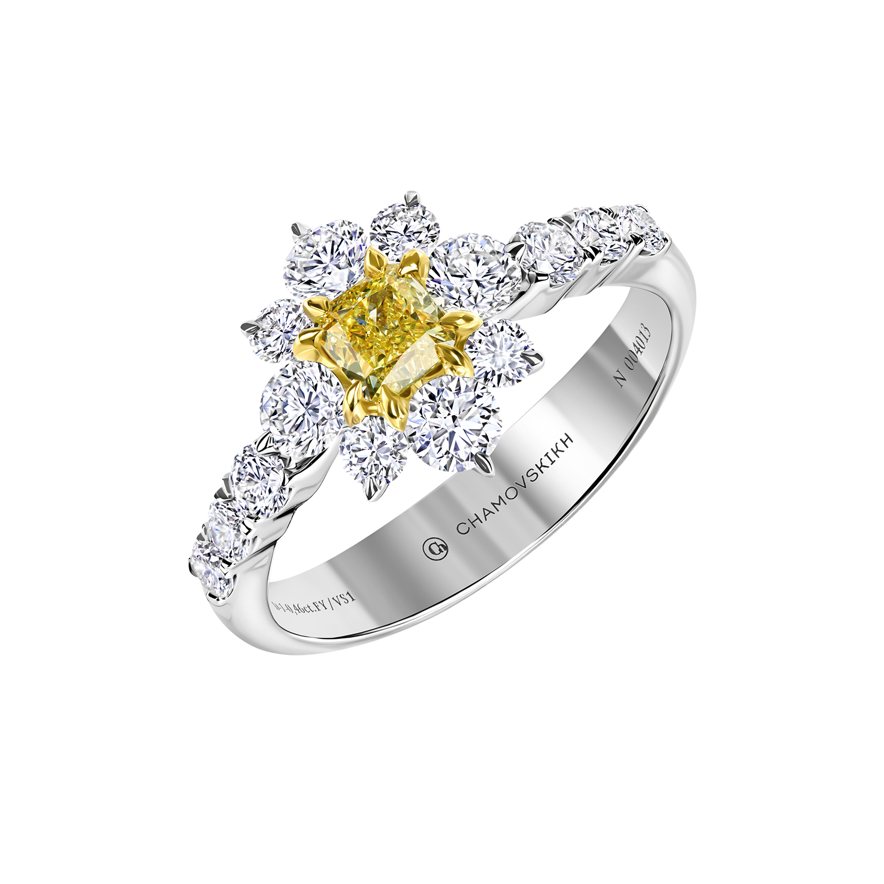 Кольцо с бриллиантами, белое золото