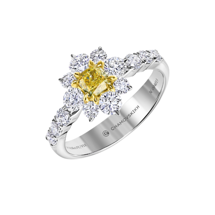 Кольцо с бриллиантами, белое золото