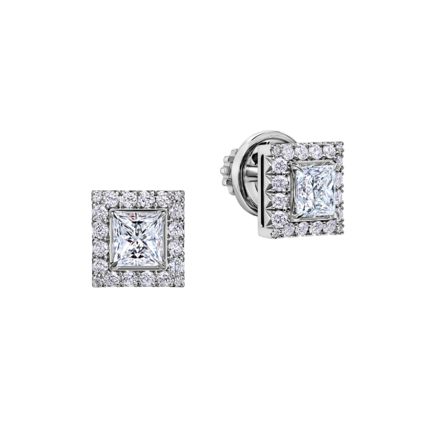 Пусеты с бриллиантами, белое золото