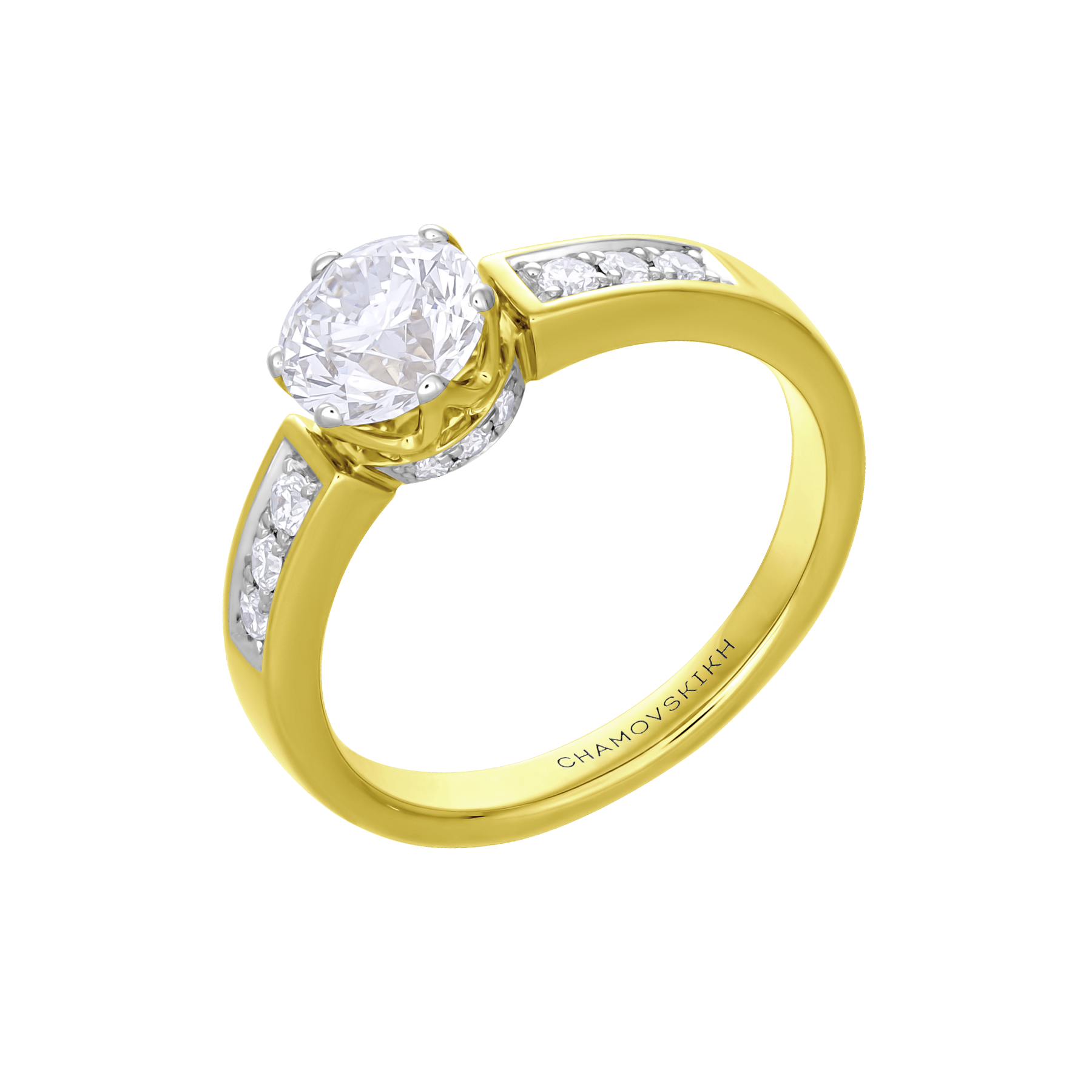 Кольцо с бриллиантами, жёлтое золото