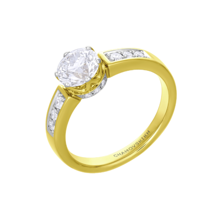 Помолвочное кольцо с бриллиантами, жёлтое золото
