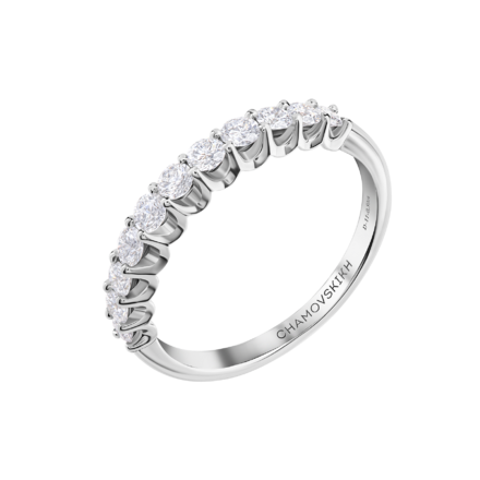 Обручальное кольцо с бриллиантами, белое золото