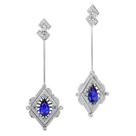 Серьги с танзанитами и бриллиантами, белое золото