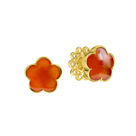 Пусеты с сердоликом, желтое золото