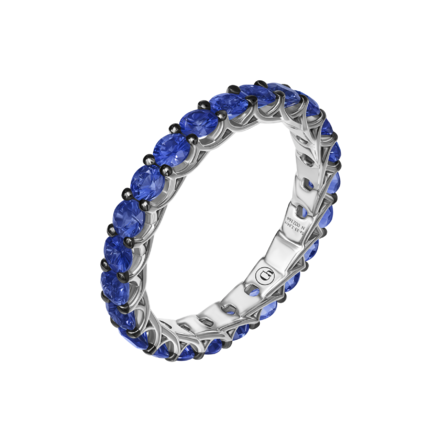 Обручальное кольцо с сапфирами, белое золото