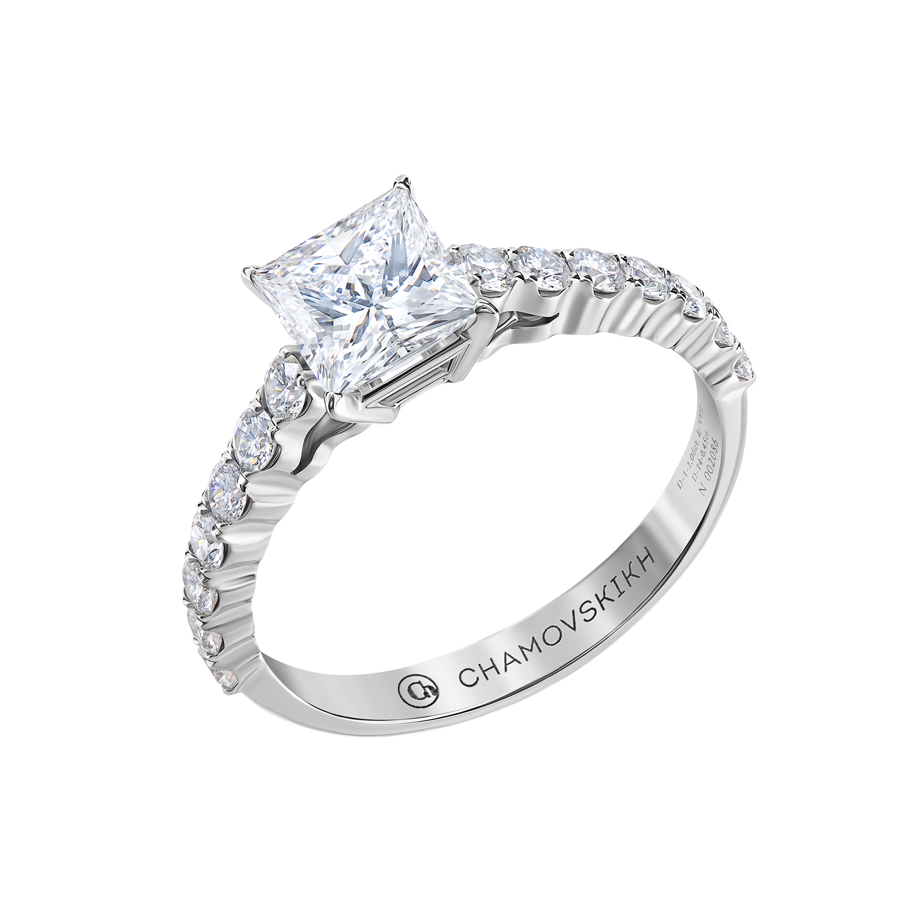 Кольцо с бриллиантами, белое золото