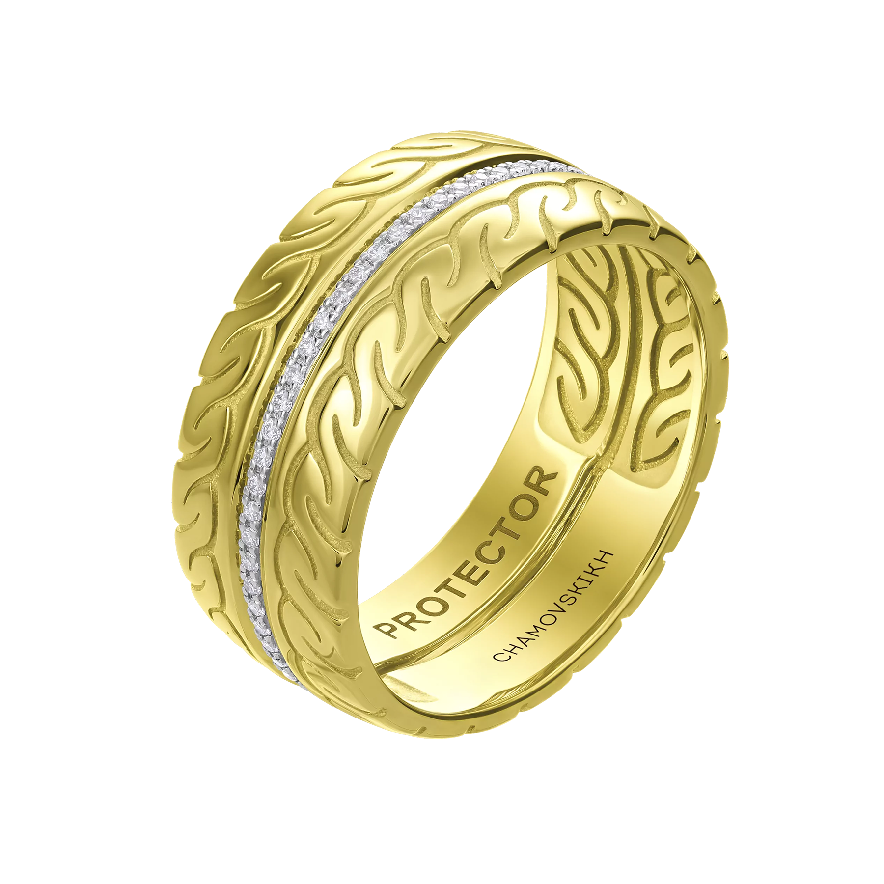 Кольцо с бриллиантами, желтое золото.