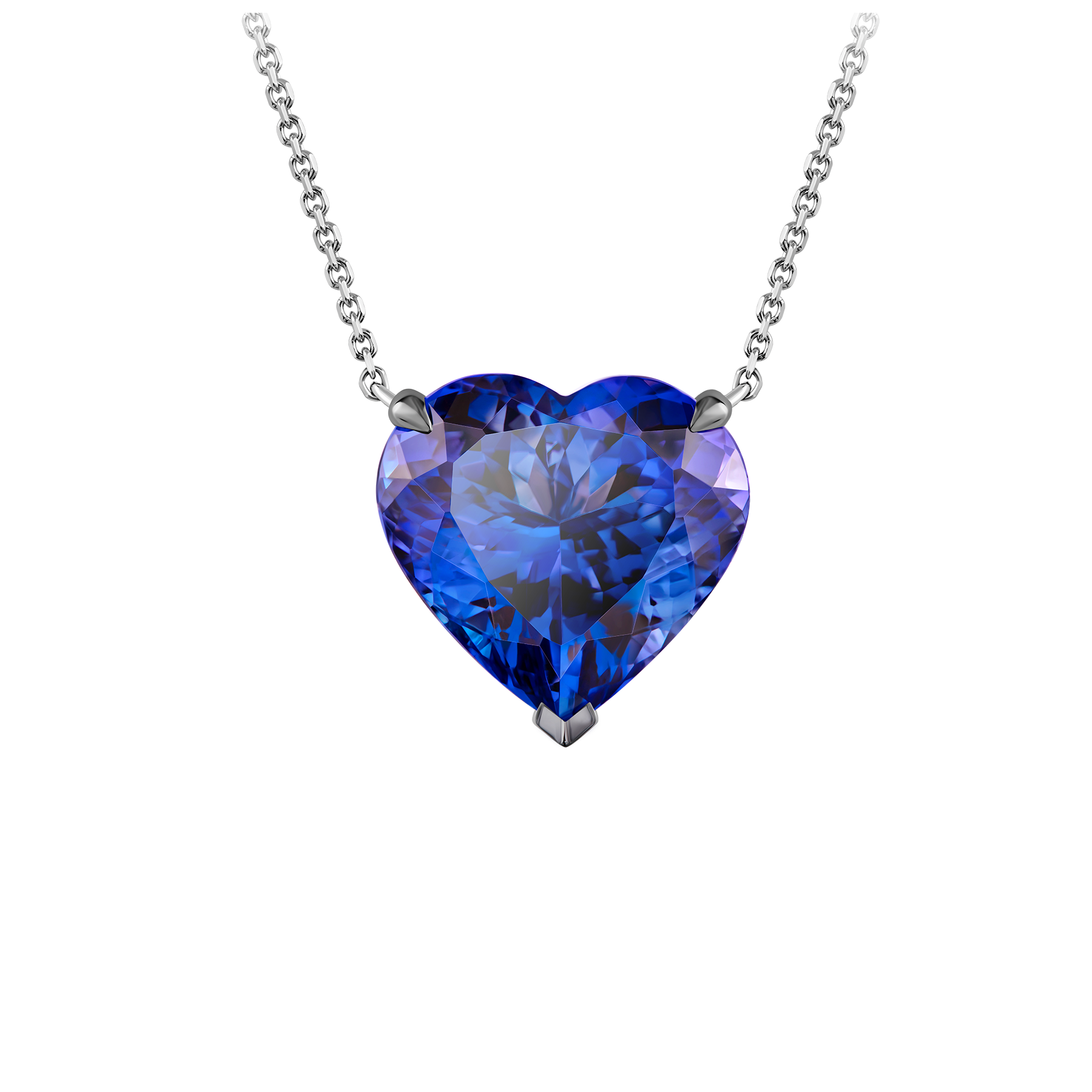 Колье с танзанитом и бриллиантами, белое золото