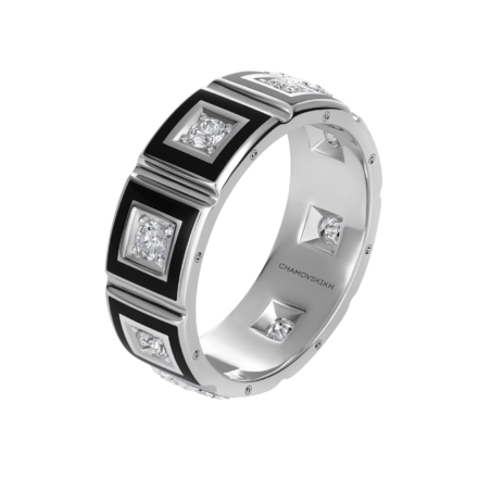Кольцо с бриллиантами, белое золото, н.керамика