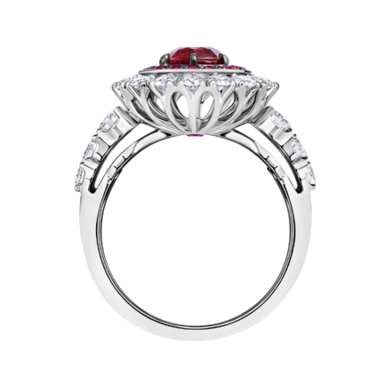 Кольцо с рубинами и бриллиантами, белое золото 2