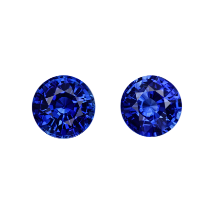 Сет из двух сапфиров, ROYAL BLUE, SRI LANKA, Круг, 4,47ct/ 3,9ct 1