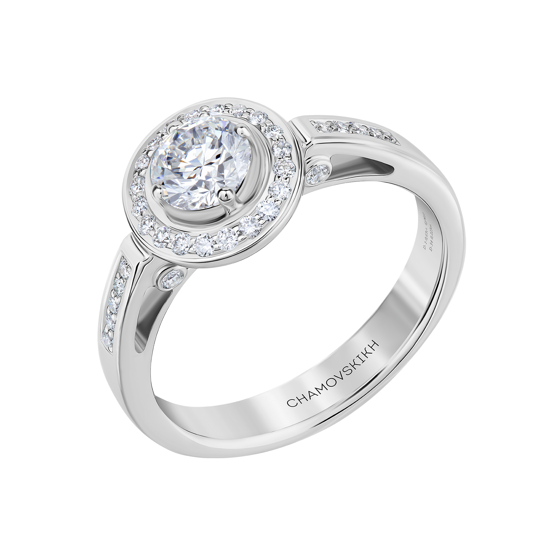 Кольцо с бриллиантами, белое золото