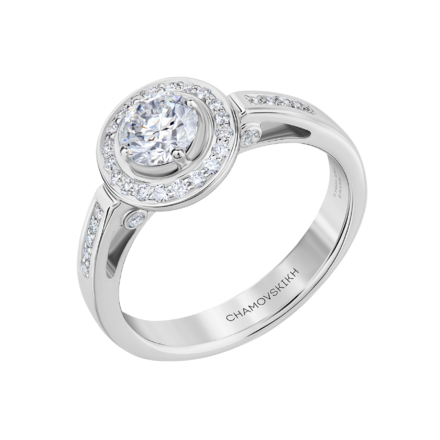 Кольцо с бриллиантами, белое золото