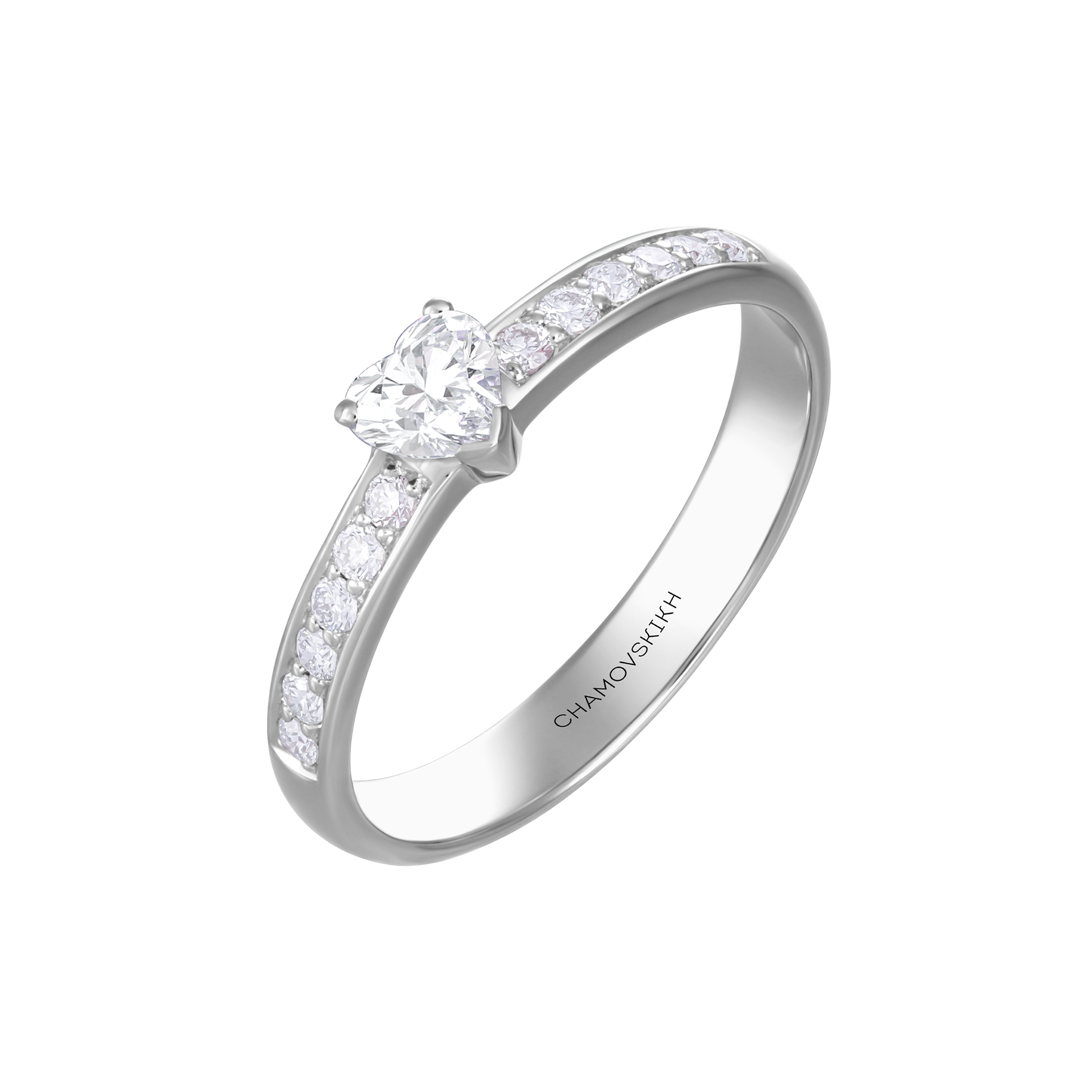 Кольцо с бриллиантами, белое золото