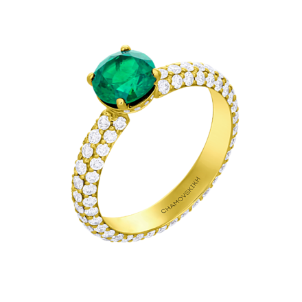 Кольцо с изумрудом, желтое золото