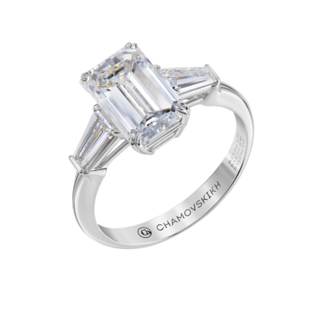 Помолвочное кольцо с бриллиантами, белое золото