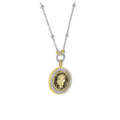 Колье с бриллиантами, н.керамика, белое и желтое золото