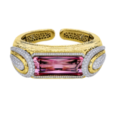 Браслет с турмалином рубеллитом и бриллиантами, желтое золото