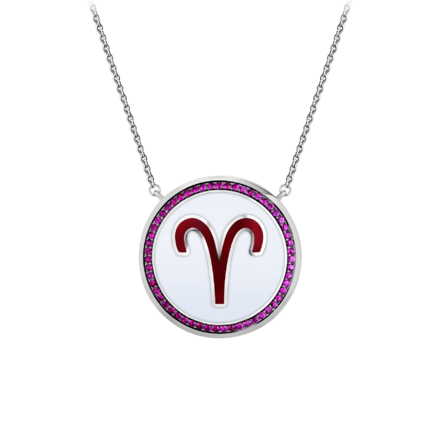 Колье с рубинами и бриллантами, белое золото