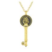 Подвес с сапфиром и бриллиантами, желтое золото