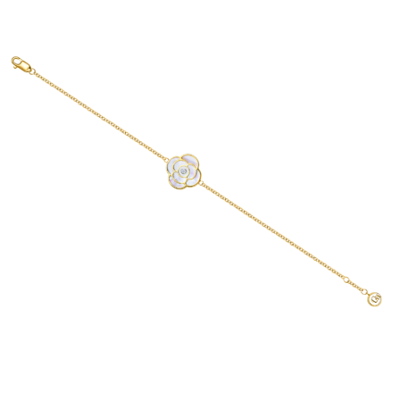 Браслет с бриллиантом и перламутром, желтое золото