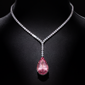 Колье с морганитом, аквамарином и бриллиантами, белое золото