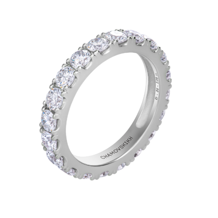 Обручальное кольцо с бриллиантами, белое золото