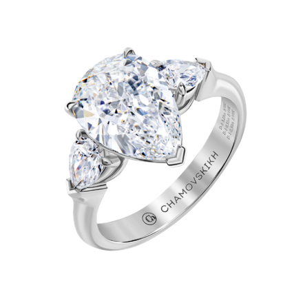 Помолвочное кольцо с бриллиантами, белое золото