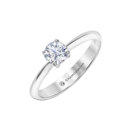 Кольцо с бриллиантом, белое золото