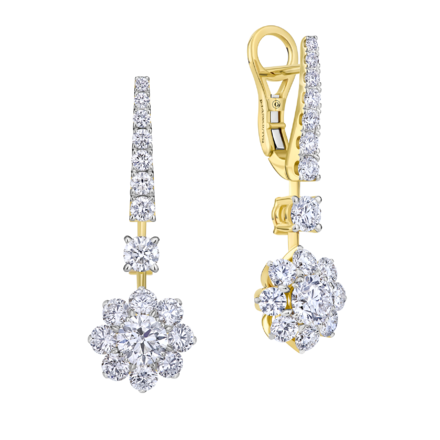 Серьги с бриллиантами, желтое золото