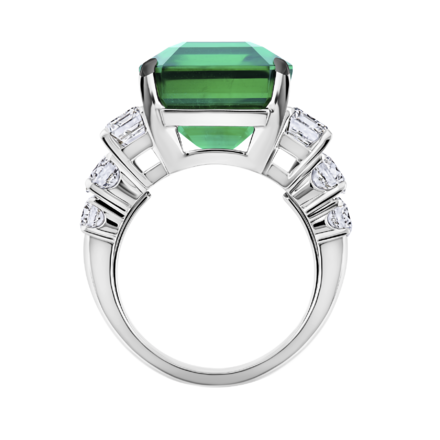 Кольцо с изумрудом и бриллиантами, белое золото 2