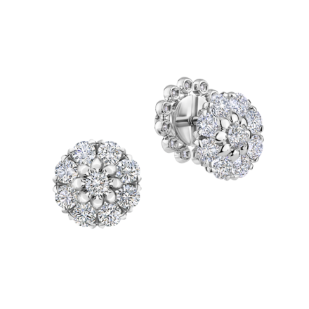 Пусеты с бриллиантами, белое золото