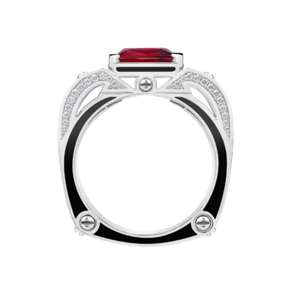 Кольцо с рубином и бриллиантами, белое золото 2
