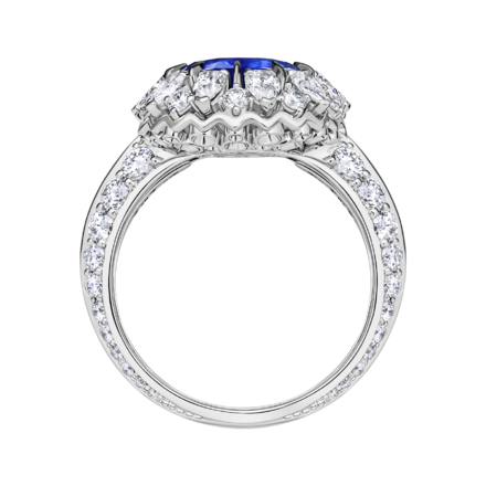 Кольцо с сапфиром и бриллиантами, белое золото 3