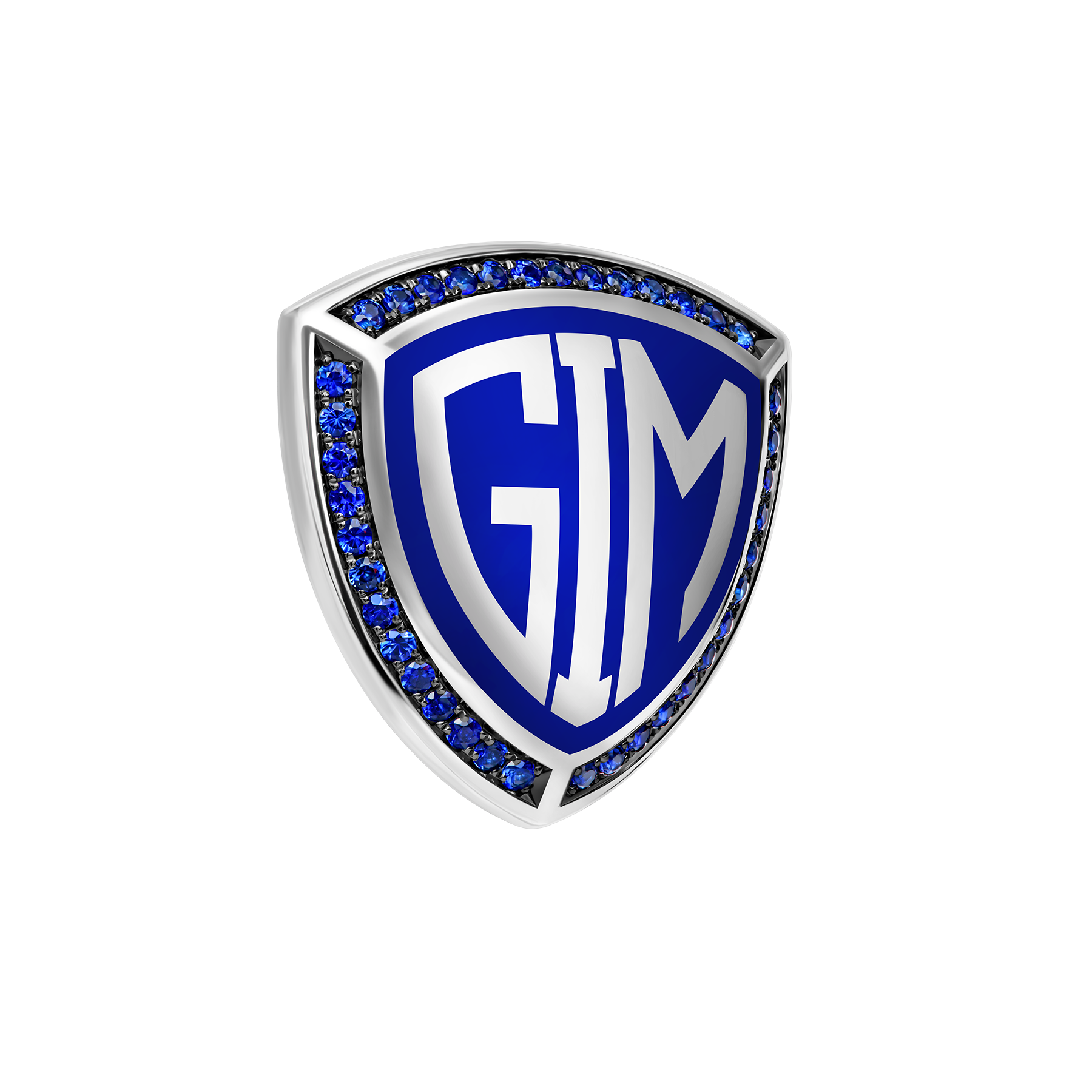 Нагрудный знак с сапфирами, белое золото, н.керамика
