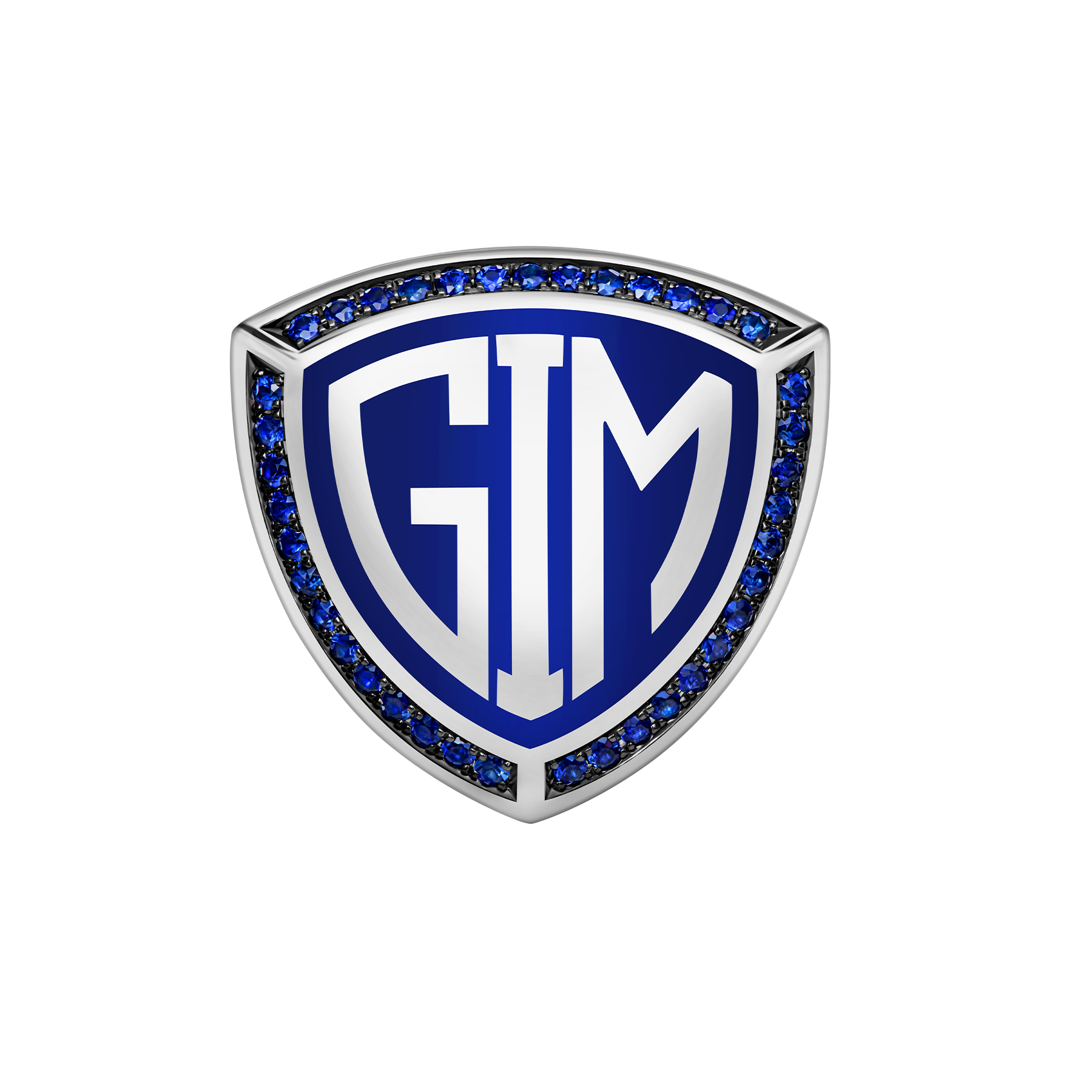 Нагрудный знак с сапфирами, белое золото, н.керамика