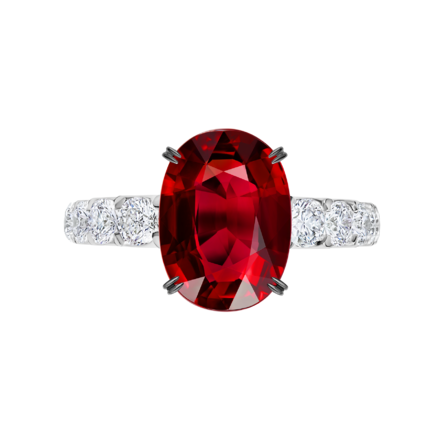 Кольцо с рубином и бриллиантами, белое золото 2