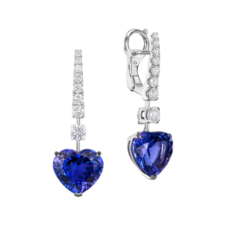 Серьги с танзанитами и бриллиантами, белое золото