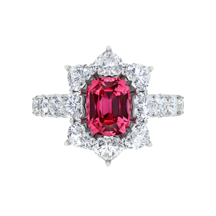 Кольцо со шпинелью и бриллиантами, белое золото 2