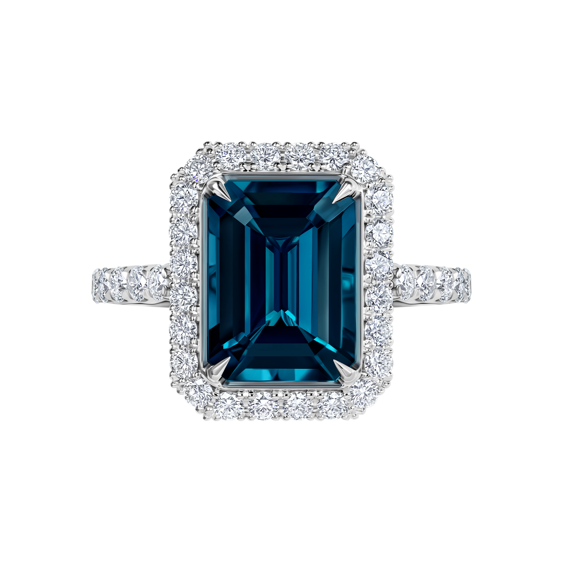 Кольцо с топазом Лондон и бриллиантами, белое золото