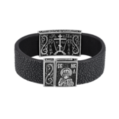 Браслет, серебро, кожа ската