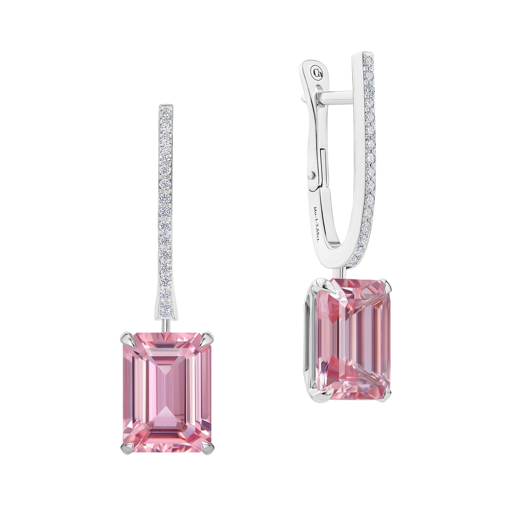 Серьги с морганитами и бриллиантами, белое золото