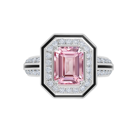 Кольцо с морганитом и бриллиантами, белое золото 2