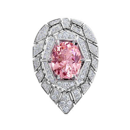 Кольцо с морганитом и бриллиантами, белое золото 2