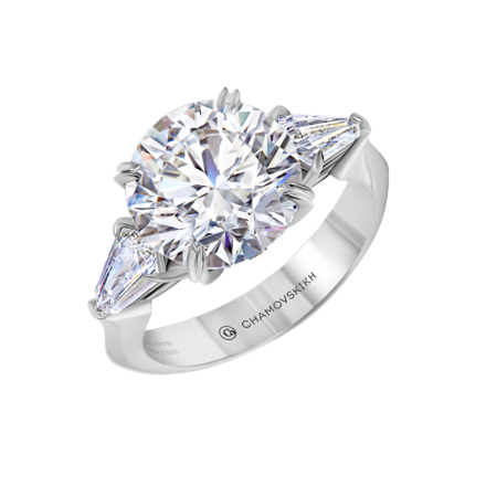 Обручальное кольцо с бриллиантами, белое золото