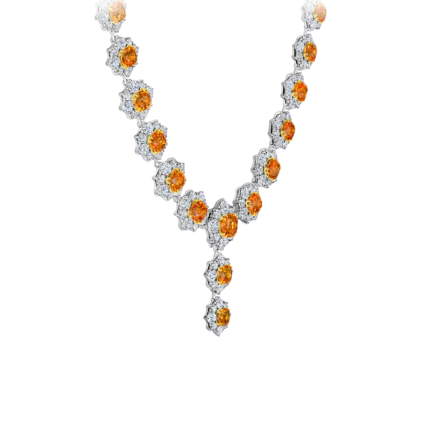 Колье со спессартинами и бриллиантами, белое золото 2