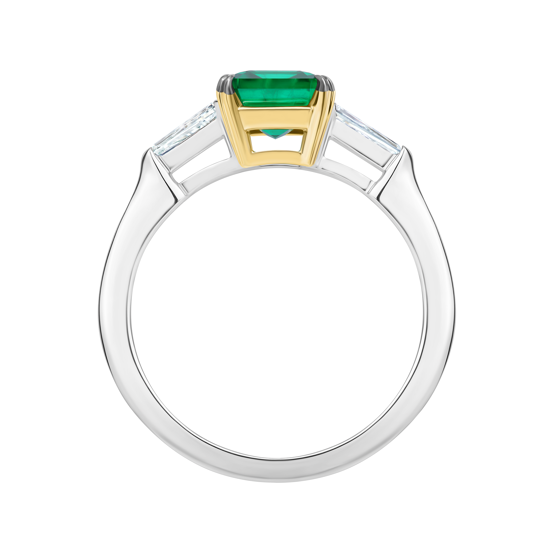 Кольцо с изумрудом и бриллиантами, белое золото