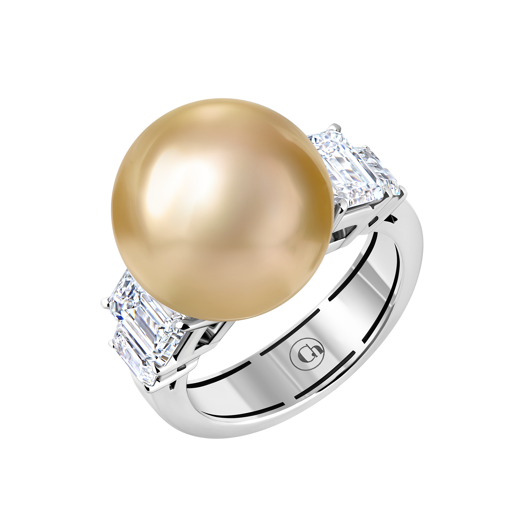 Кольцо с жемчугом и бриллиантами, белое золото